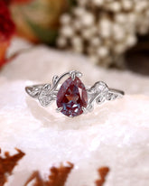 IVY Pear Cut Alexandrite Leaf Vine Promise Ring